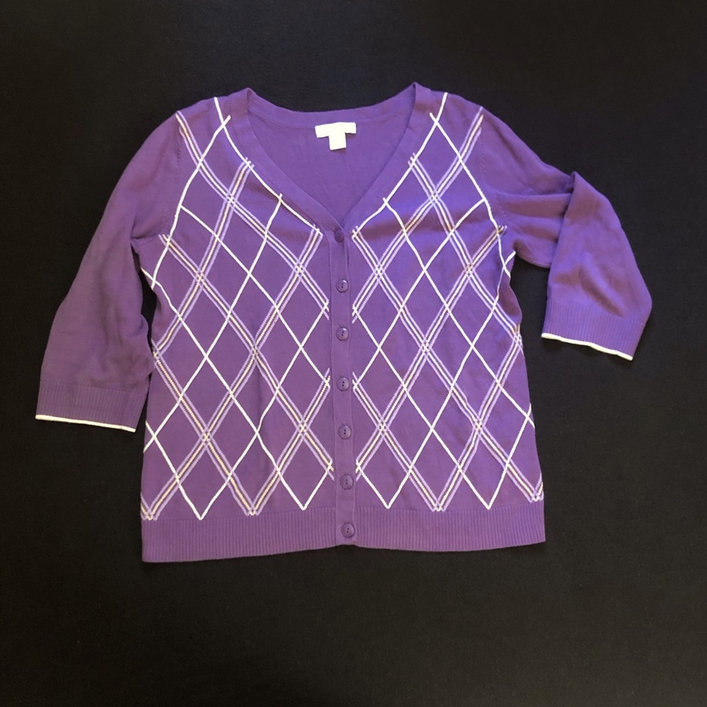 C&B V-neck Argyle Cardigan Sweater
